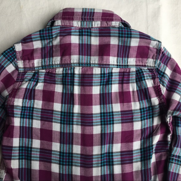 Gap shirt size 12 18 months plaid lined blue purple boys cotton button down - Picture 10 of 16